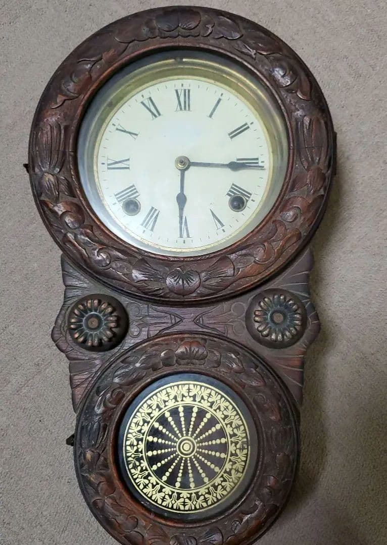 せいちゃんさん専用です古い掛け時計　精工舎？　姫だるま時計　四つ丸　ゼンマイ式