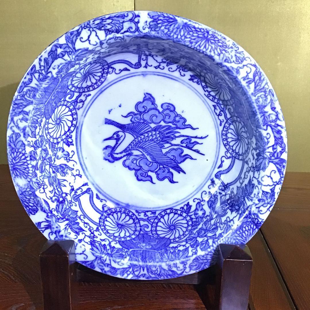 染付花車　牡丹唐草図鉢　幕末期〜明治期