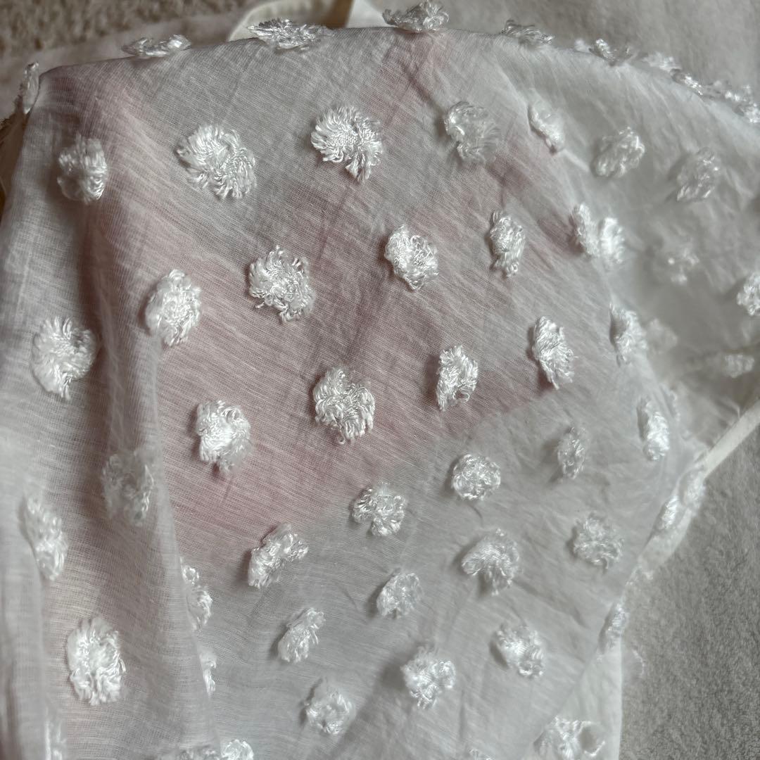 使用少　HIAND fluffy dot shirt 白　フリーサイズ