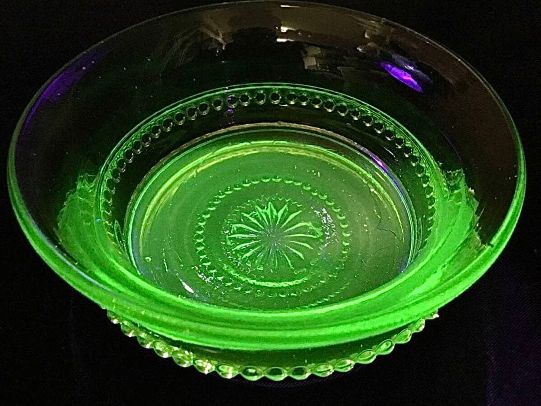 和ガラス◆ウランガラス / 小鉢 / ５個セット◆大正ロマン グリーン ボウル