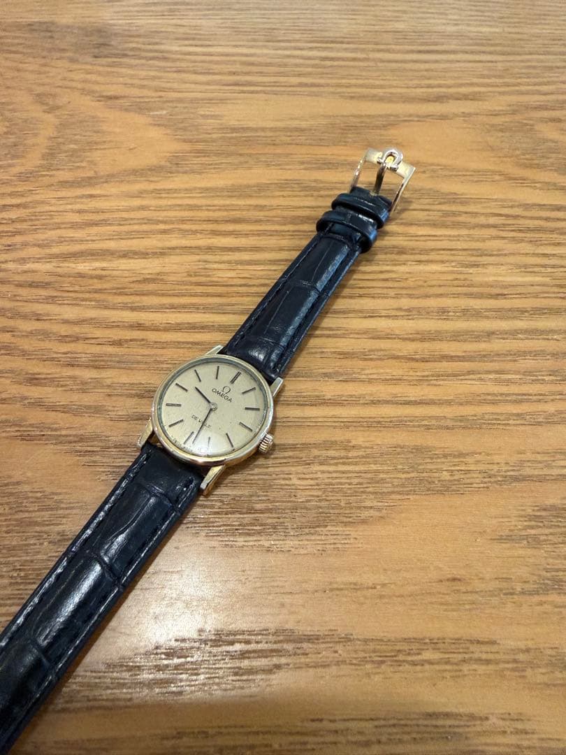 オメガ デビル ゴールド色 手巻き レディース ラウンド　新品ベルト