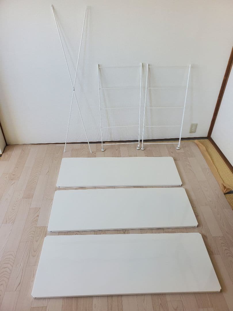 ★超お買い得美品 棚3枚シェルフ★ 無印良品スチールユニットシェルフライトグレー