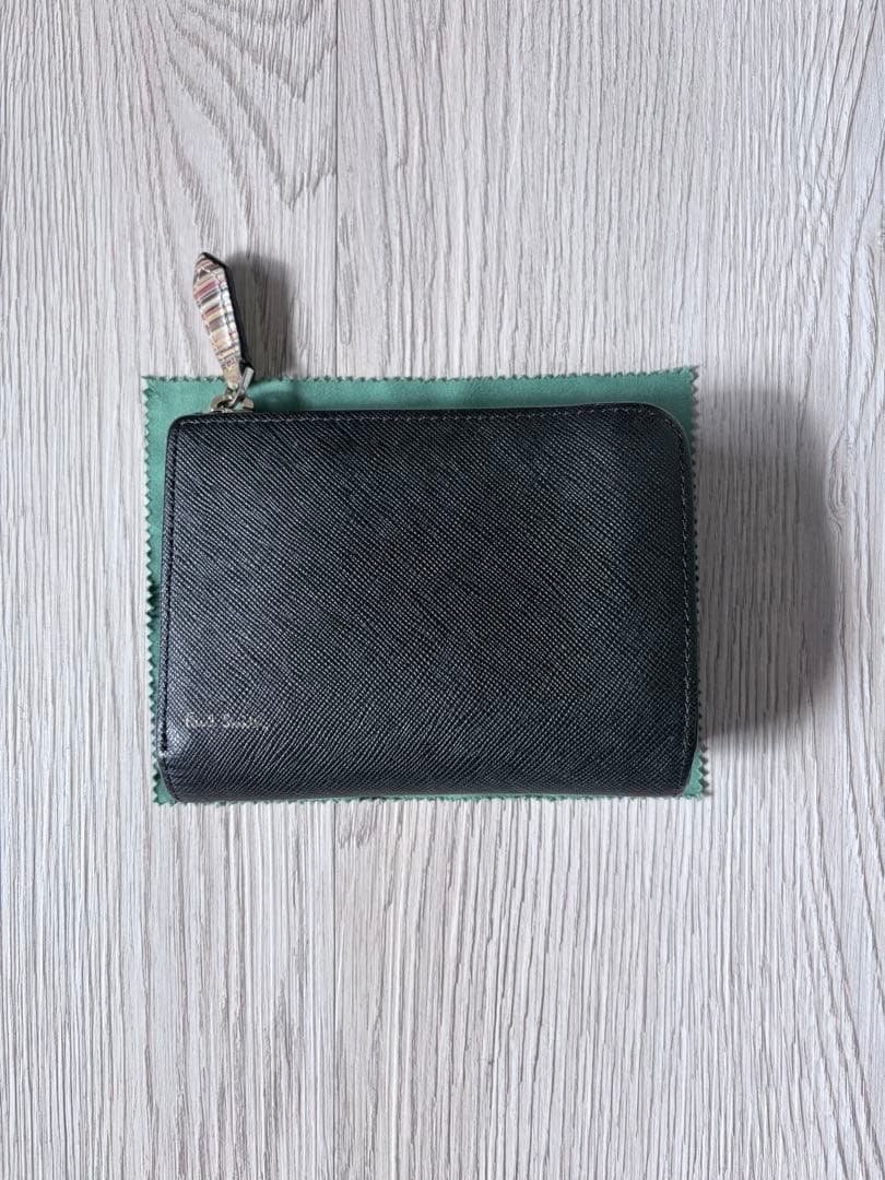 【美品/箱付】ポールスミス 二つ折り財布 ジップストローグレイン ブラック 黒