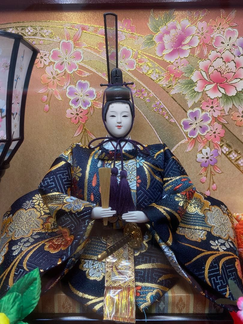 東京久月　雛人形ガラスケース入り親王飾り・間口約６３×奥行約２９×高さ約４４㎝