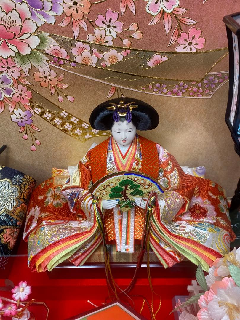 東京久月　雛人形ガラスケース入り親王飾り・間口約６３×奥行約２９×高さ約４４㎝