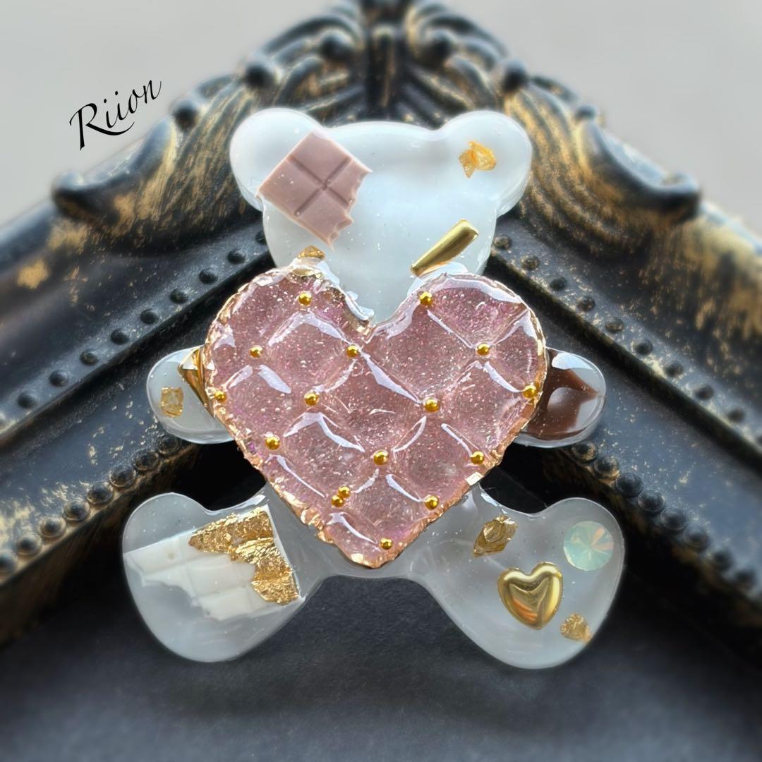 no.1103✨キラキラハートキルティングデザインレジンヘアゴム✨ピンク