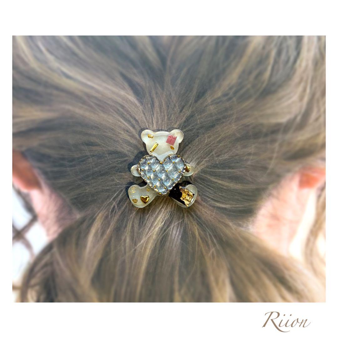 no.1103✨キラキラハートキルティングデザインレジンヘアゴム✨ピンク