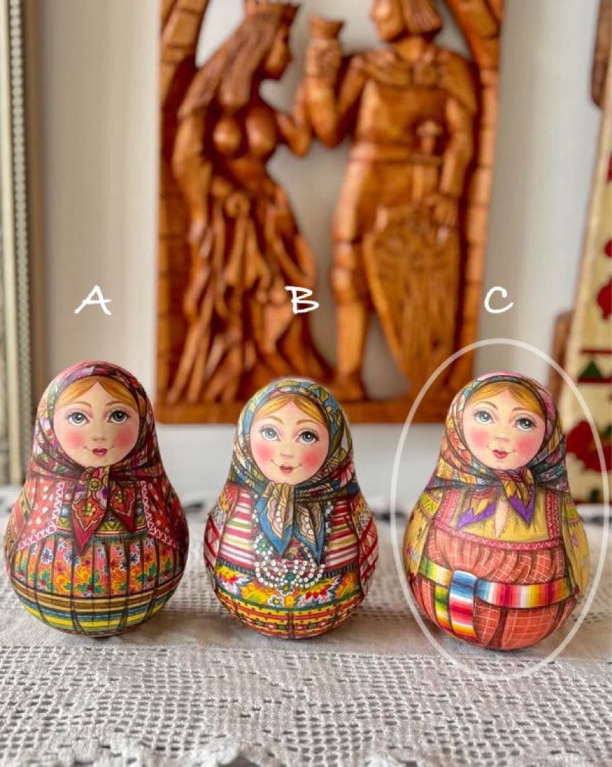 ロシア雑貨☆民族衣装起き上がりこぼし♪プラトークCマトリョーシカ タチアナ作
