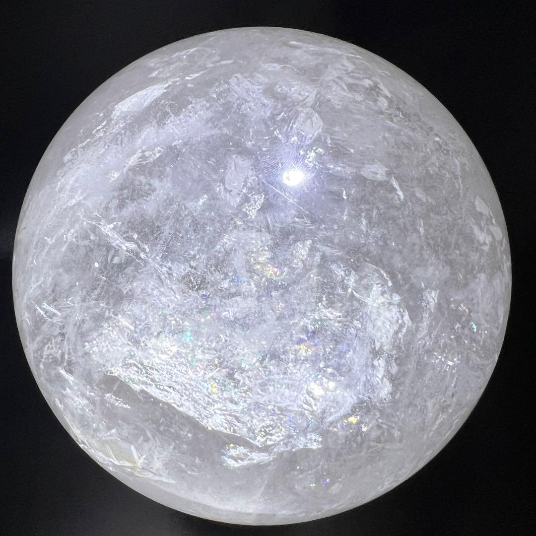 ✳️クラック超ギラギラ☆美煌ハイクオリティ極大玉✨レインボー ヒマラヤ水晶 丸玉