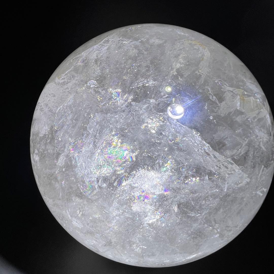 ✳️クラック超ギラギラ☆美煌ハイクオリティ極大玉✨レインボー ヒマラヤ水晶 丸玉