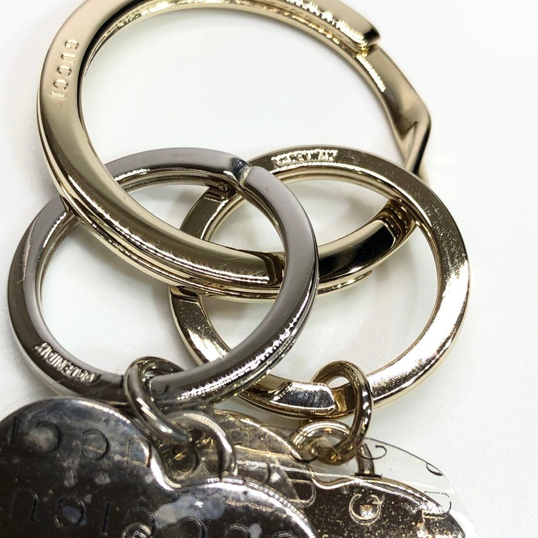 未使用✨希少 箱付 グッチ ダブルハート ゴールド×シルバー キーリング