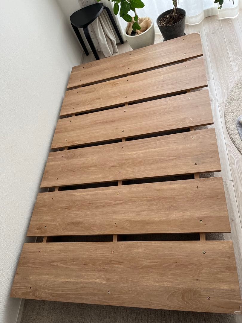 【LOWYA】木目調ベッド