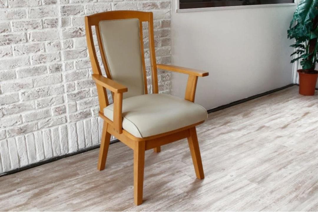 CRS　回転式ダイニングチェア　6脚　ナチュラル　アームチェア　肘付