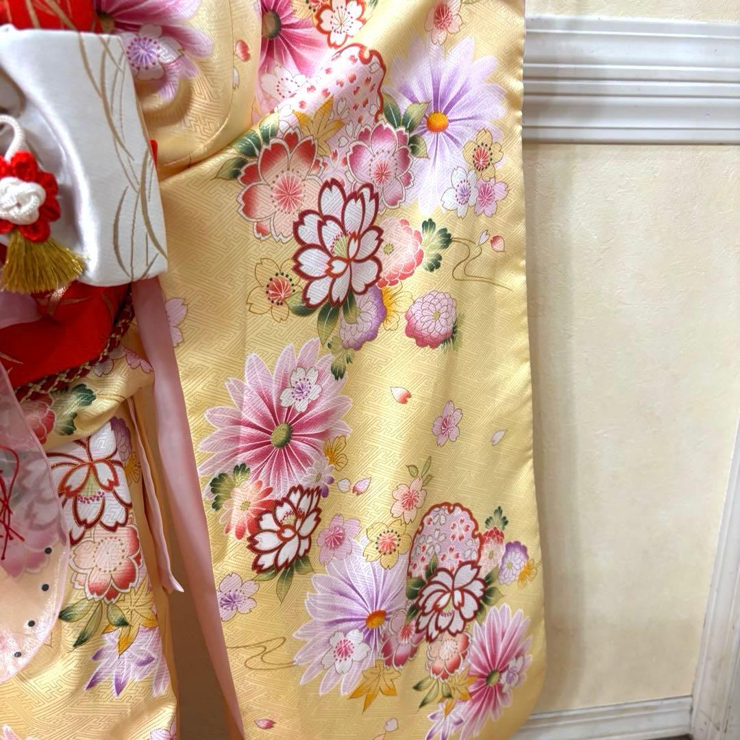 七五三七歳‼️完全フルセット‼️薄イエローに花々キラキラ‼️お家からは揃えるなし