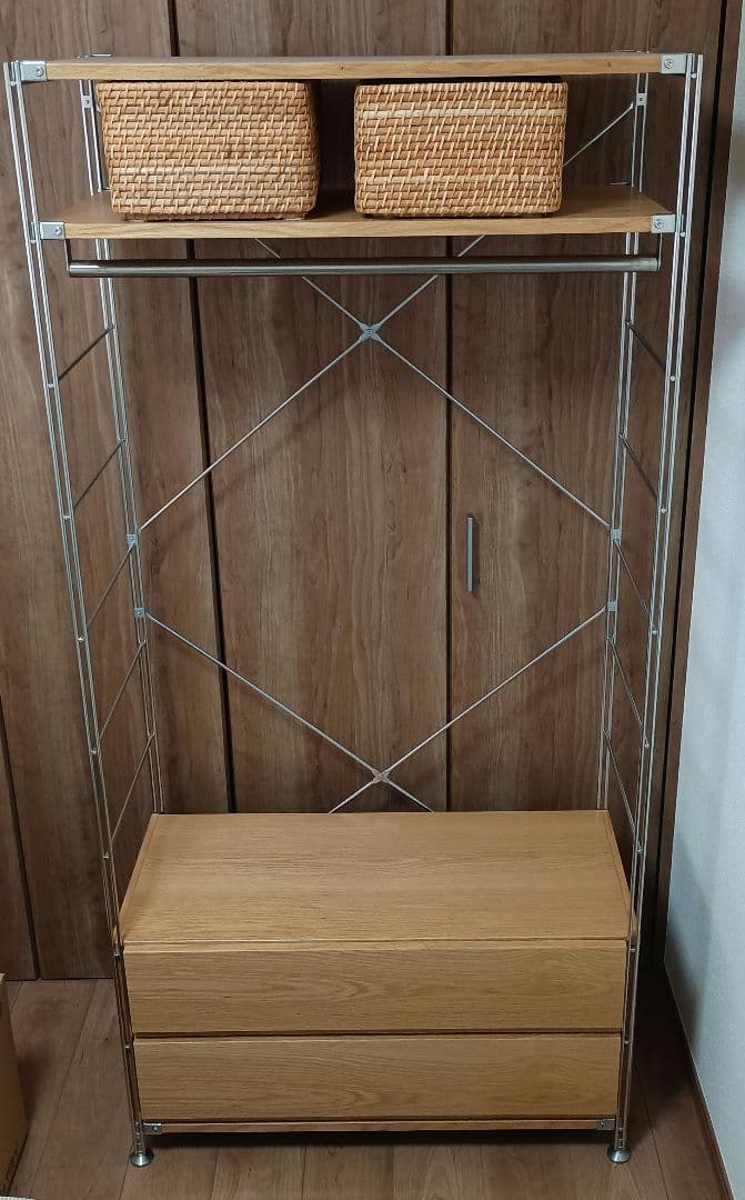 無印良品 ステンレスユニットシェルフ オーク材 ワードローブセット