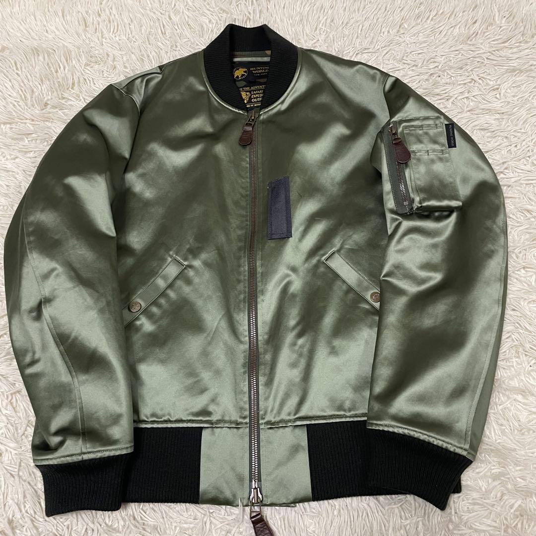 【オーダー限定XLシルク混】ハンティングワールド MA-1 ダブルジップ カーキ