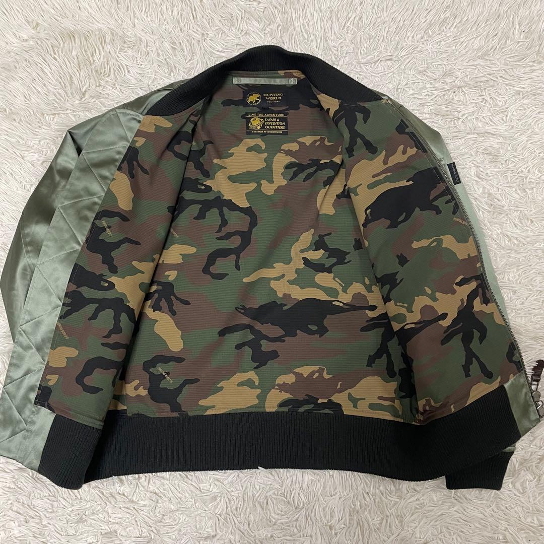 【オーダー限定XLシルク混】ハンティングワールド MA-1 ダブルジップ カーキ