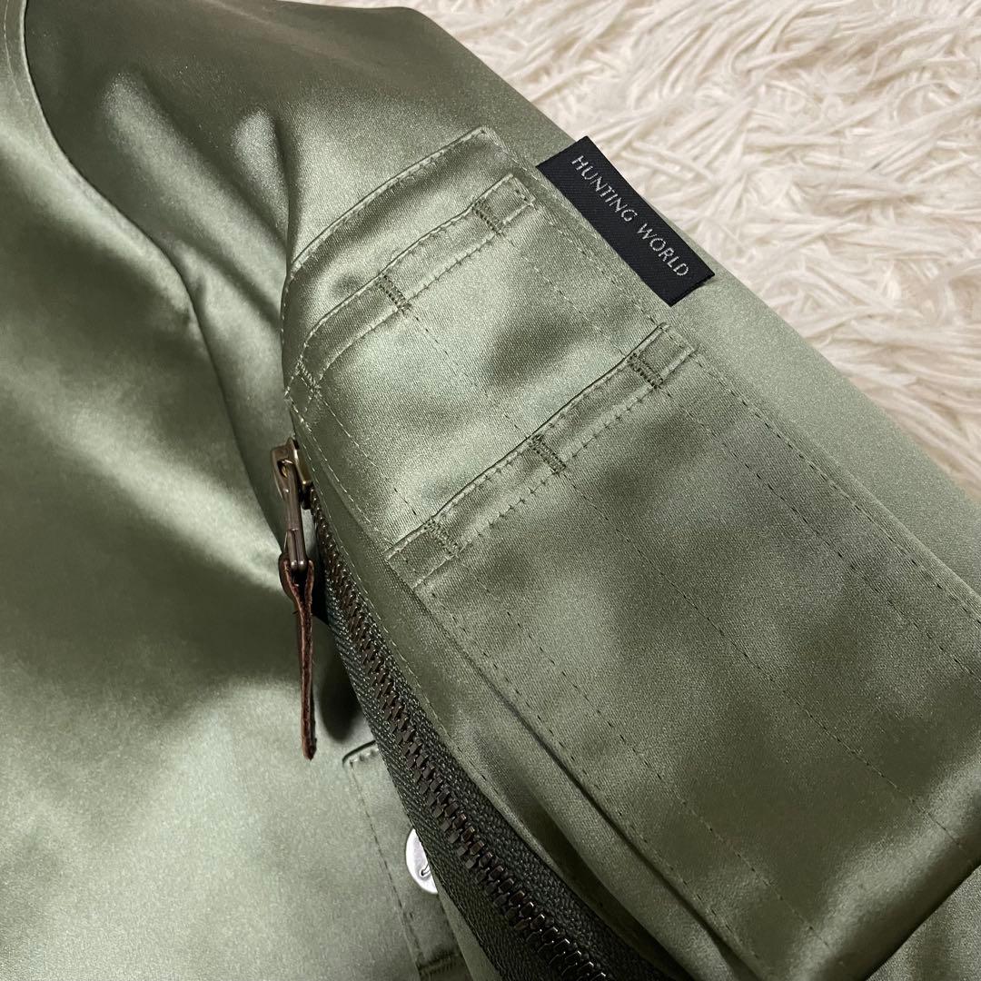 【オーダー限定XLシルク混】ハンティングワールド MA-1 ダブルジップ カーキ