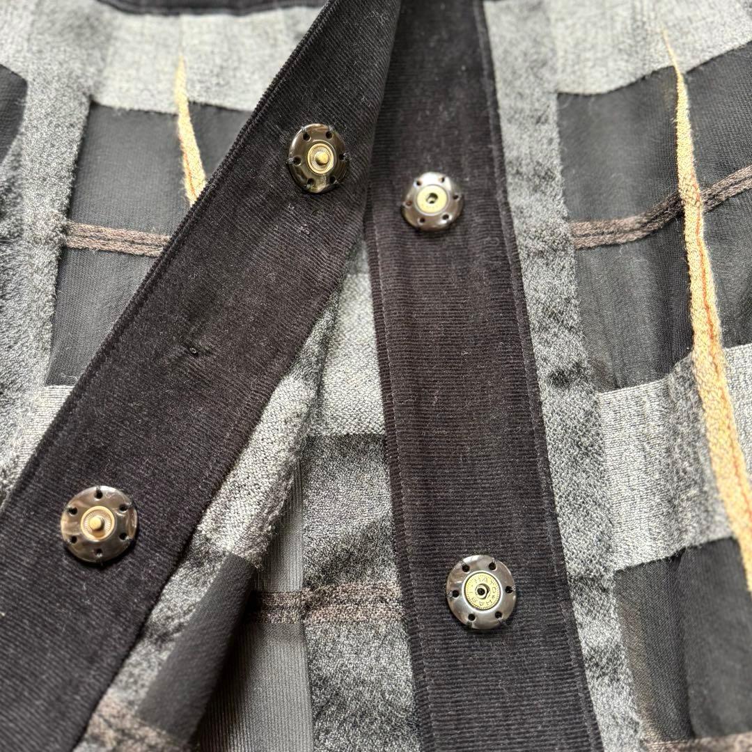 アルベロベロ ブタさん チェック柄 ラメジャケット 異素材 切替 フレア コート