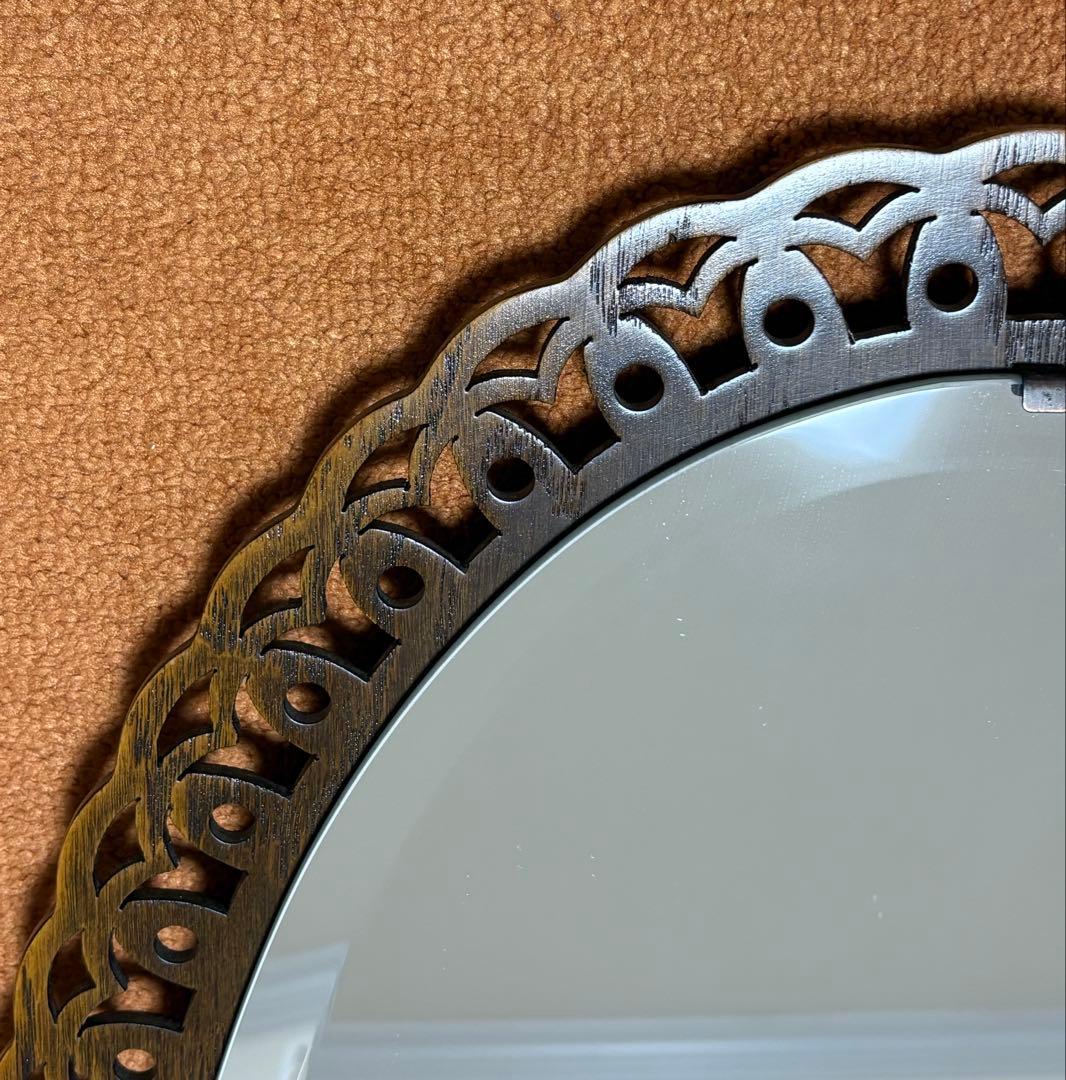 国産高級家具 レース細工ウォールミラー アンティーク調 鏡