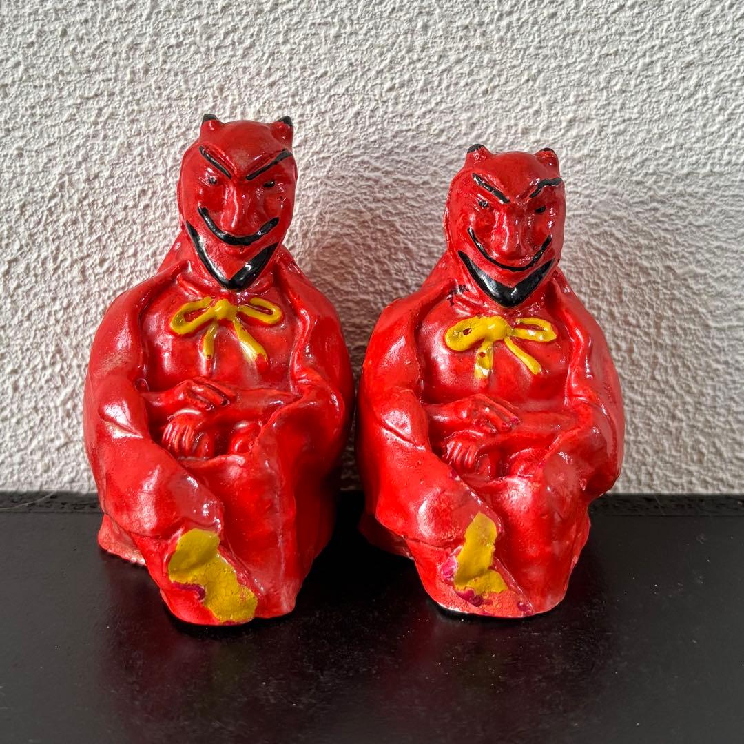 ヴィンテージ　1950s 日本製　陶器　レッドサタン　デビル　ソルト&ペッパー