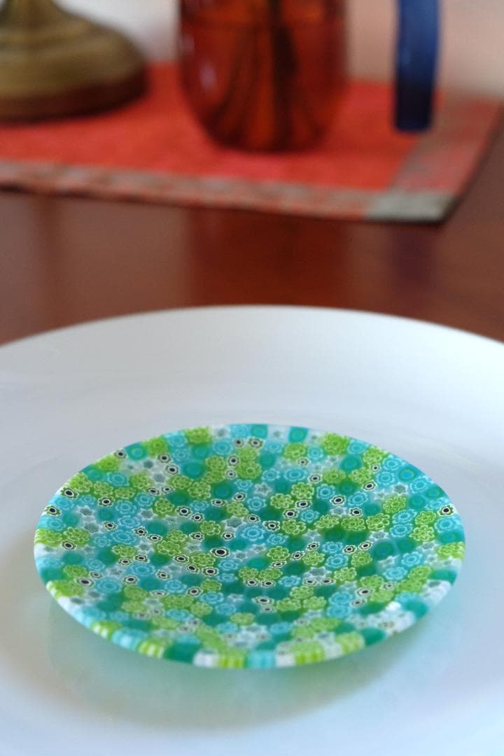 ベネチアングラス ミルフィオリ プレート 小皿 ムラノ ムリーニ 江波冨士子