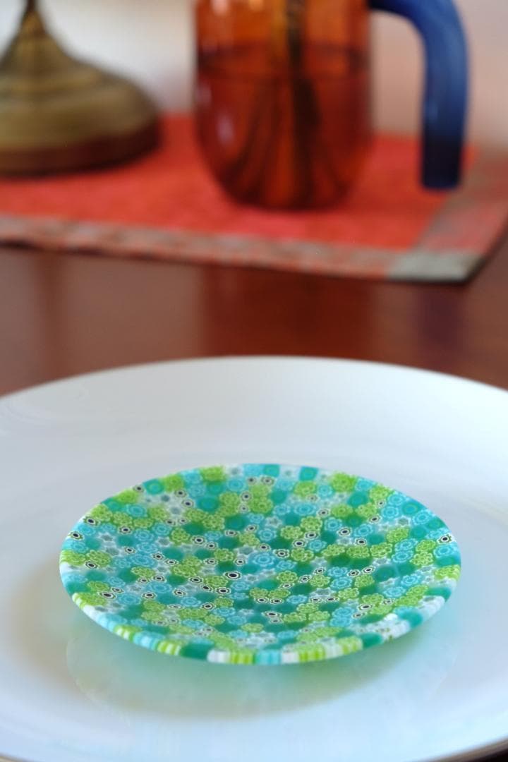 ベネチアングラス ミルフィオリ プレート 小皿 ムラノ ムリーニ 江波冨士子