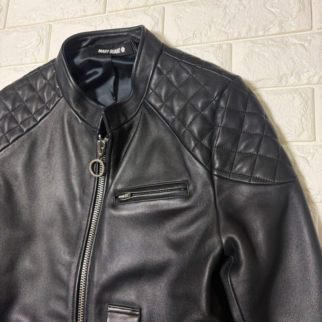 超希少 MARY QUANT レザージャケット ライダース 羊革 M ブラック