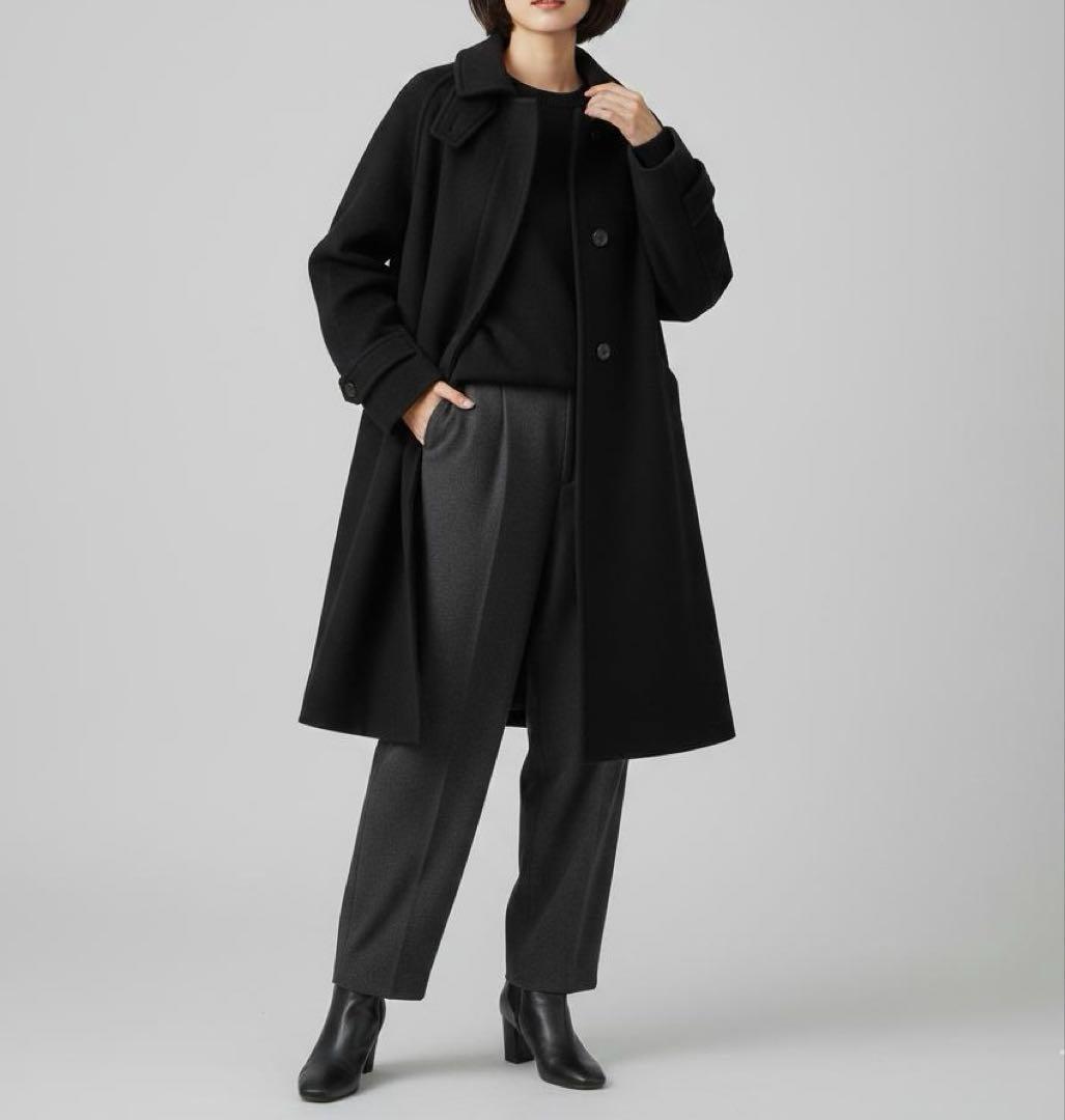 美品✨フレームワーク　ラムウールMIXシャルムバルカラーコート　ブラック　36