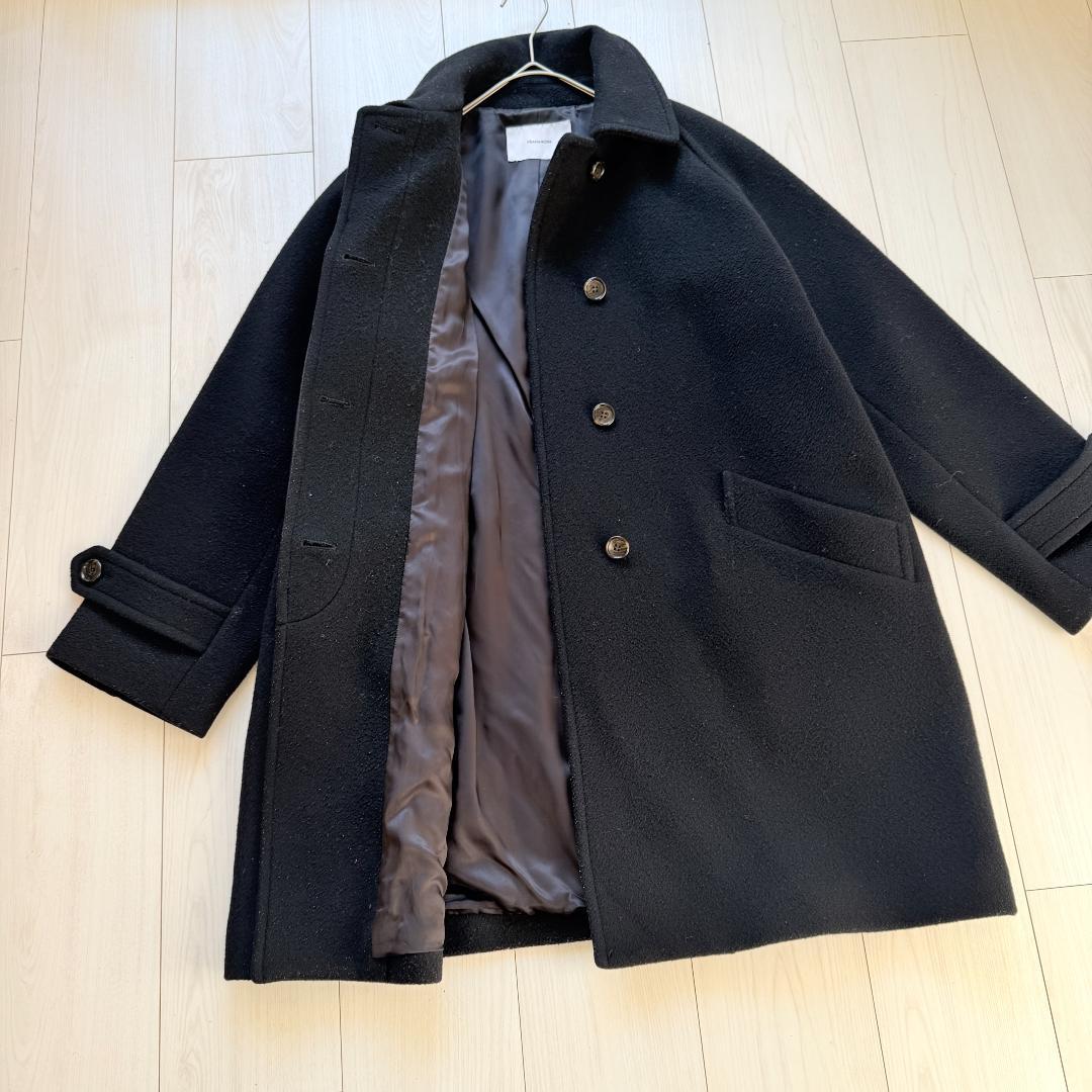 美品✨フレームワーク　ラムウールMIXシャルムバルカラーコート　ブラック　36