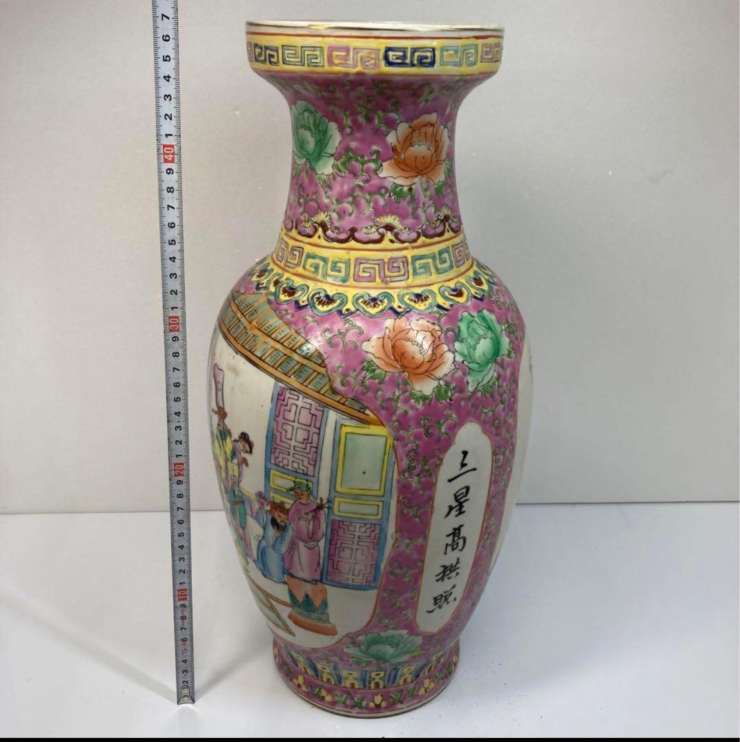 中国美術　景徳鎮銘　粉彩八仙图大花瓶　高さ47㎝。y635