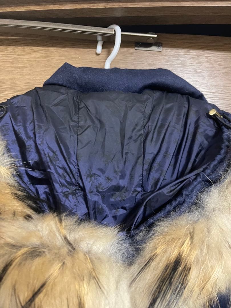 値下　TATRAS ネイビー ロングダウンジャケット ファー付き