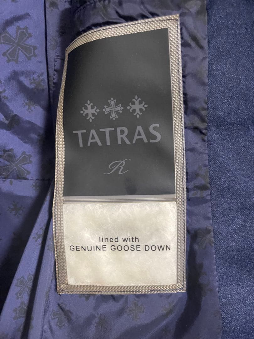 値下　TATRAS ネイビー ロングダウンジャケット ファー付き