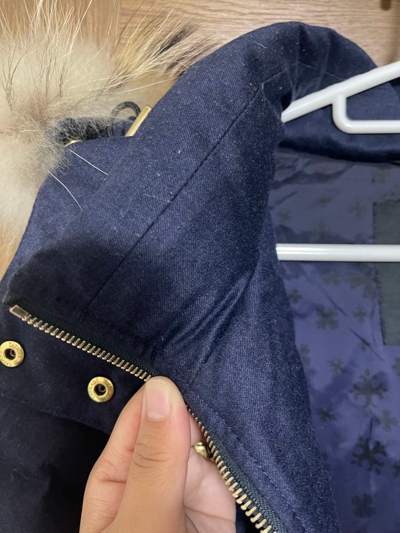 値下　TATRAS ネイビー ロングダウンジャケット ファー付き