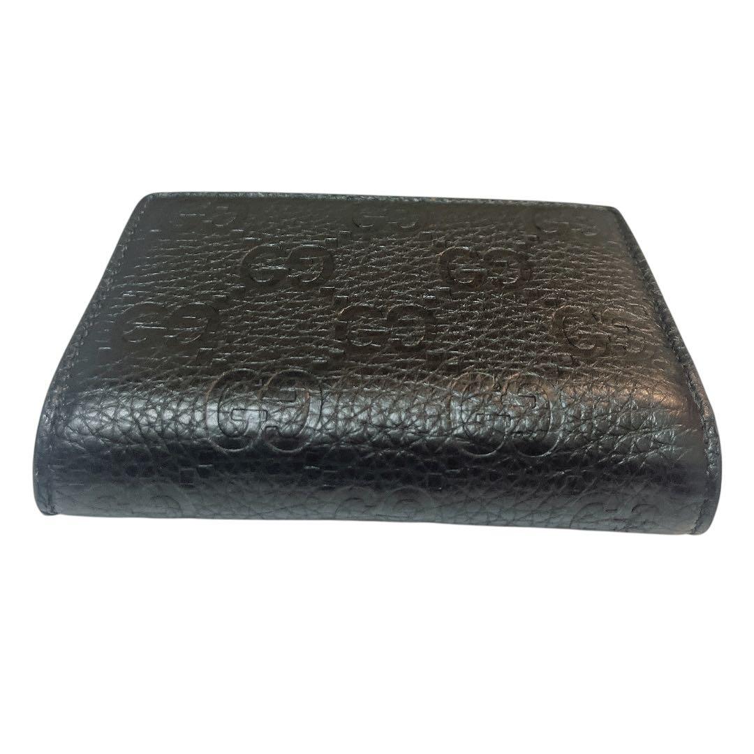 【極美品】GUCCI 2つ折り財布 GGエンブレム スモールウォレット ブラック