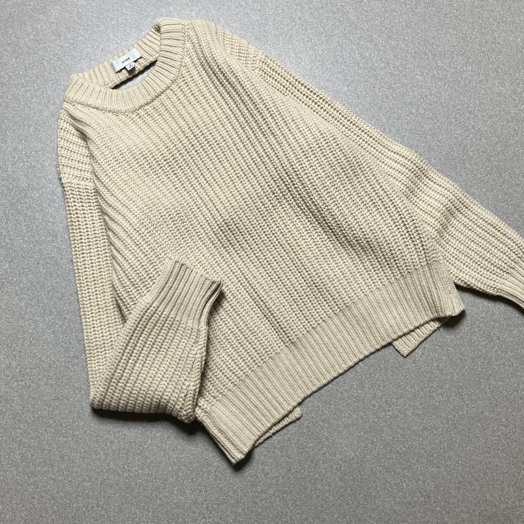 【美品✨近年モデル】HYKE 片畦編み ニット 背あき ウール100% ハイク