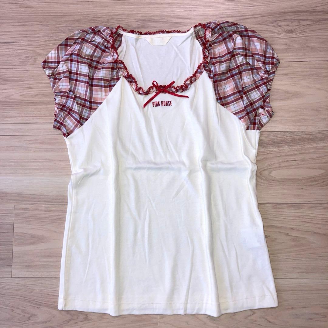 ♪ピンクハウス オリジナルチェック柄セットアップ カットソー＆スカート L新品