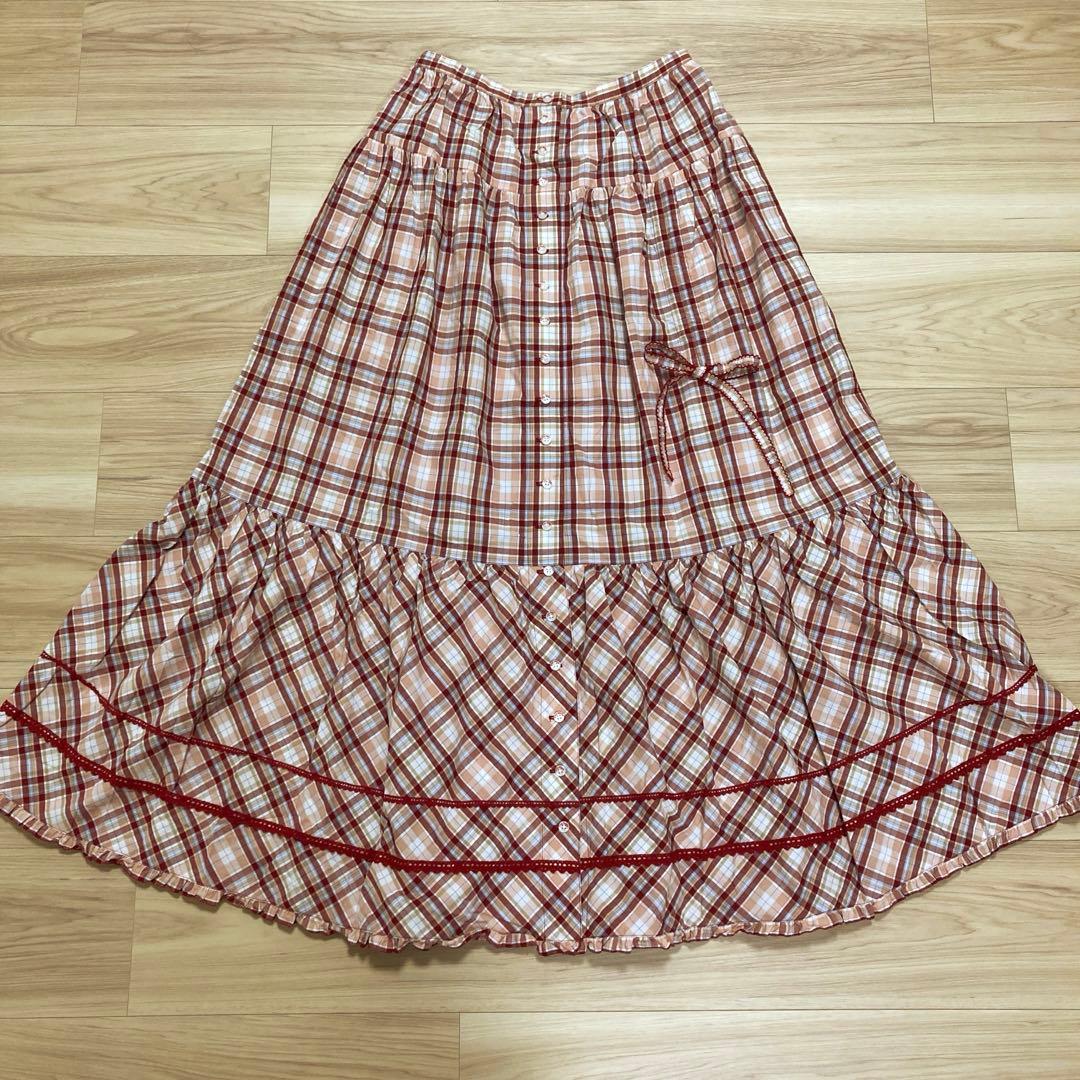 ♪ピンクハウス オリジナルチェック柄セットアップ カットソー＆スカート L新品