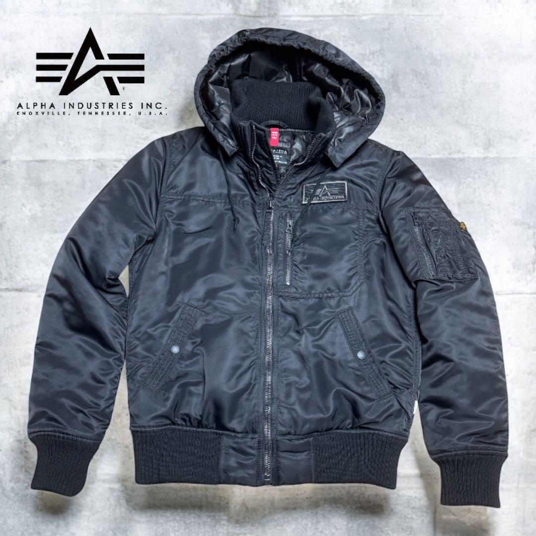 【極美品】ALPHA MA-1 フード脱着式 中綿フライトジャケット Mサイズ