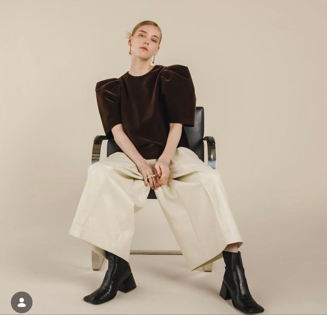 Heve バブリーブラウス　ベロアトップス ブラウン