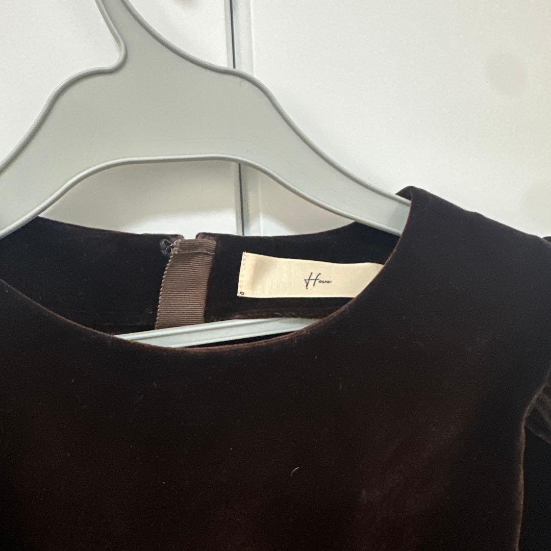 Heve バブリーブラウス　ベロアトップス ブラウン