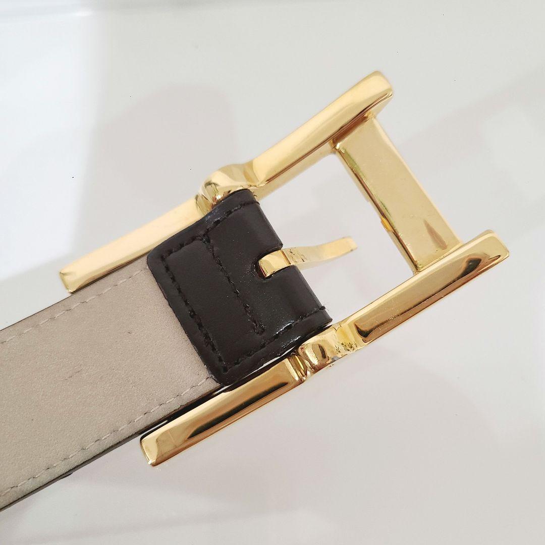 【サンマ】BVLGARI ブルガリ ベルト ゴールド ロゴ刻印 レザー 茶