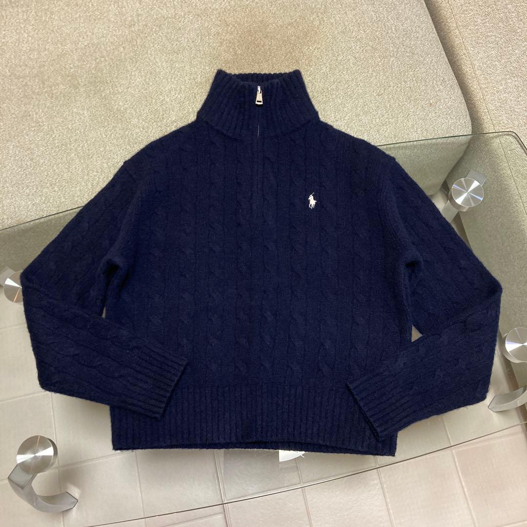 ポロラルフローレン ウールカシミヤ ケーブルハーフジップニット【美品】