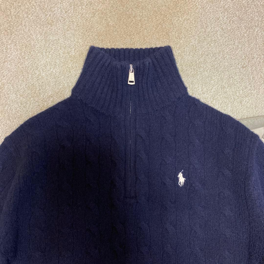 ポロラルフローレン ウールカシミヤ ケーブルハーフジップニット【美品】