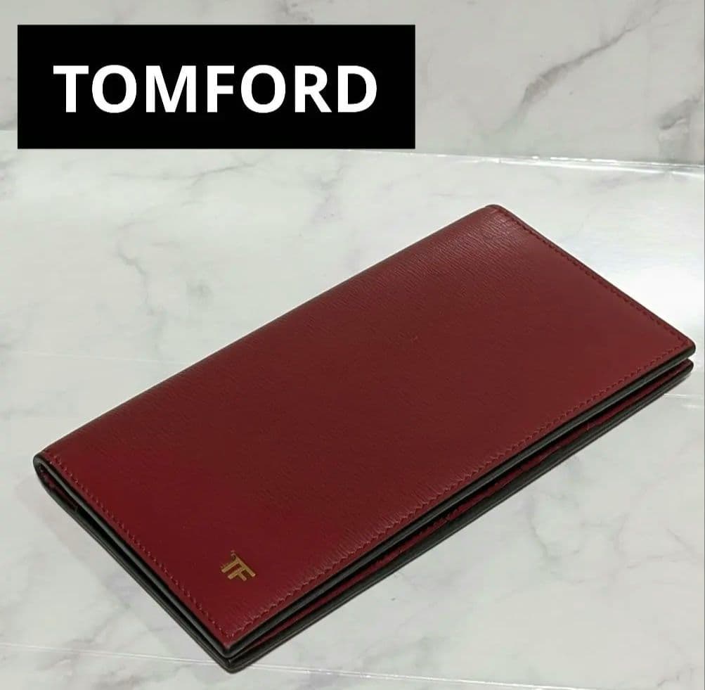 【早いもの勝ち価格】TOMFORD メンズレザー二つ折り財布 バーガンディ