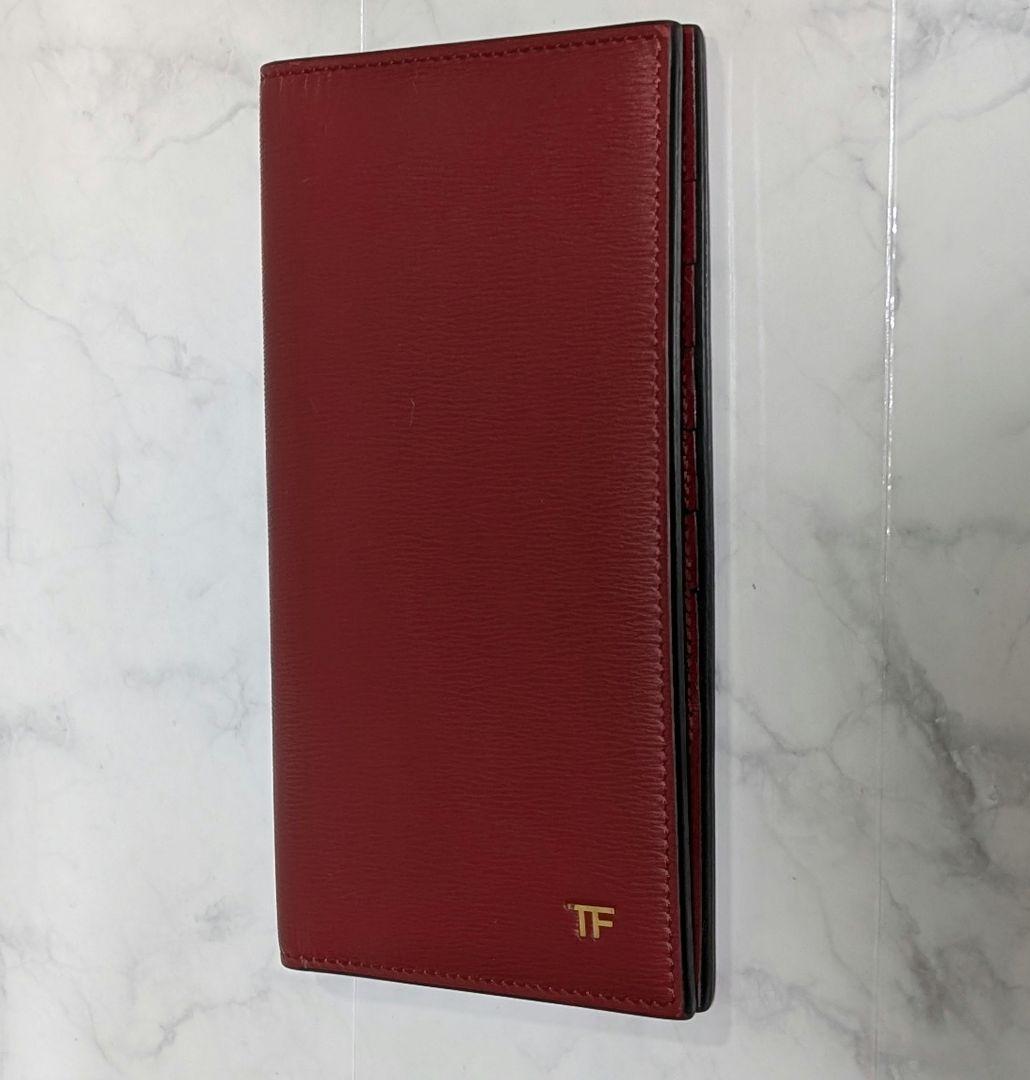 【早いもの勝ち価格】TOMFORD メンズレザー二つ折り財布 バーガンディ