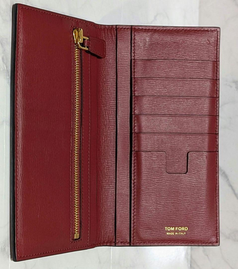 【早いもの勝ち価格】TOMFORD メンズレザー二つ折り財布 バーガンディ