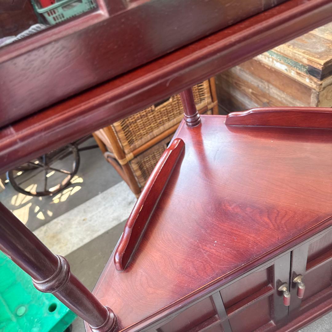 アンティーク　木製キャビネット 2段式 ガラス扉付き