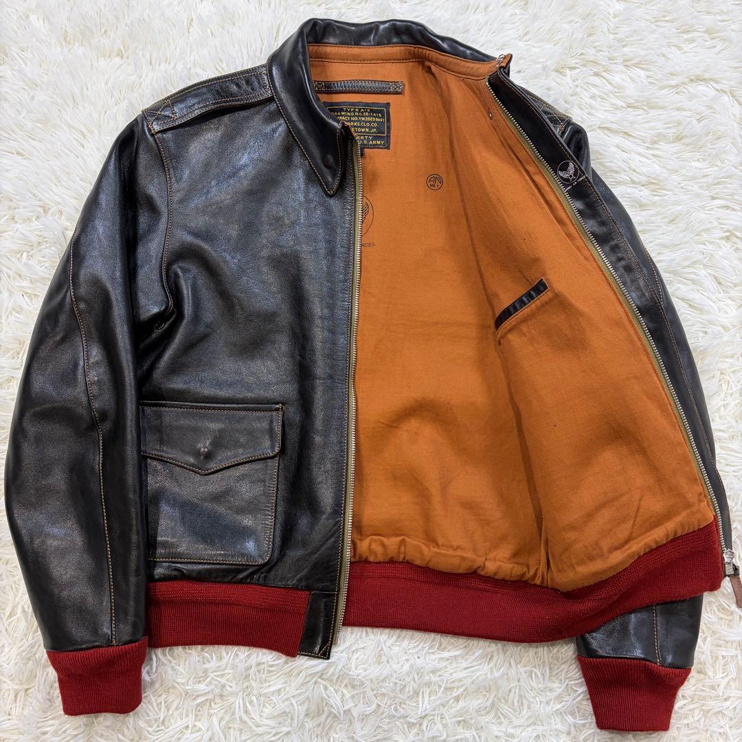 【美品】Y’s WORKS ホースハイド A-2 レザージャケット 赤リブ 38