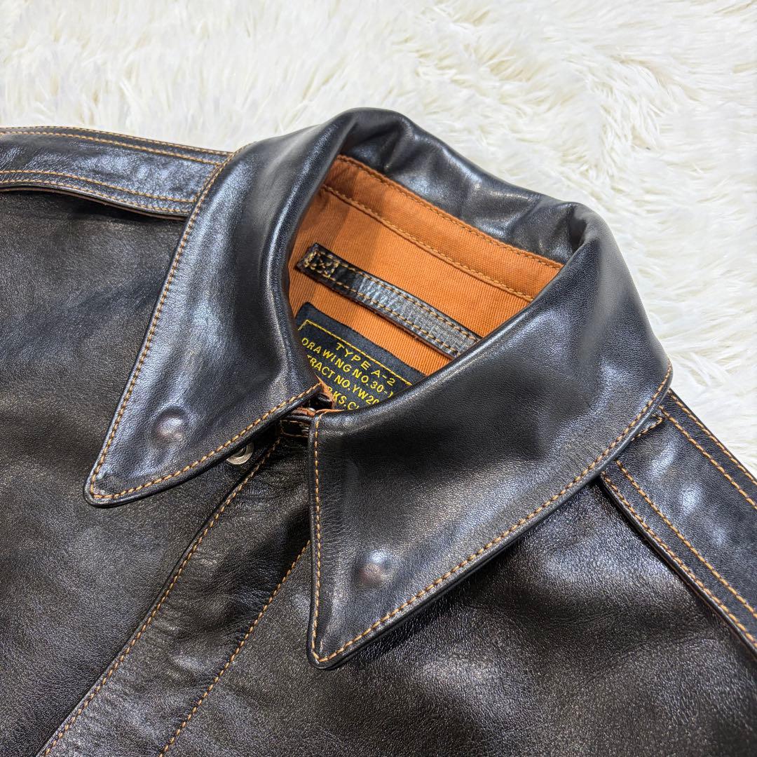 【美品】Y’s WORKS ホースハイド A-2 レザージャケット 赤リブ 38